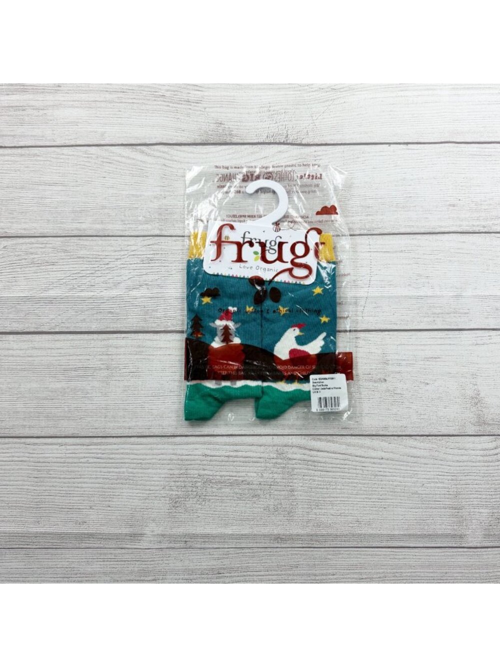 Frugi Organic Cotton Big Foot Socks Jade Festive Print NWT UK 8-11